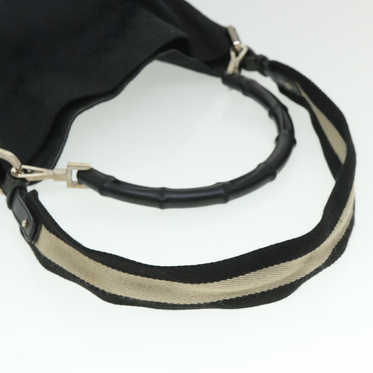 GUCCI GG Canvas Sherry Line Bamboo Hand Bag 2way Black White 001 4095 54699