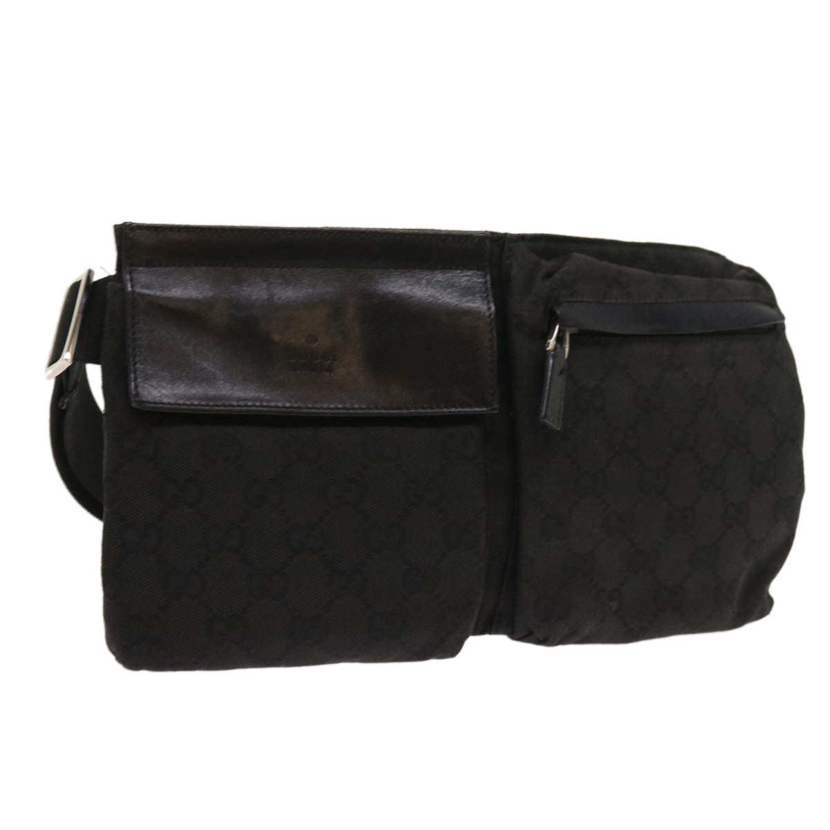 GUCCI GG Canvas Waist bag Leather Black 0181621 54701