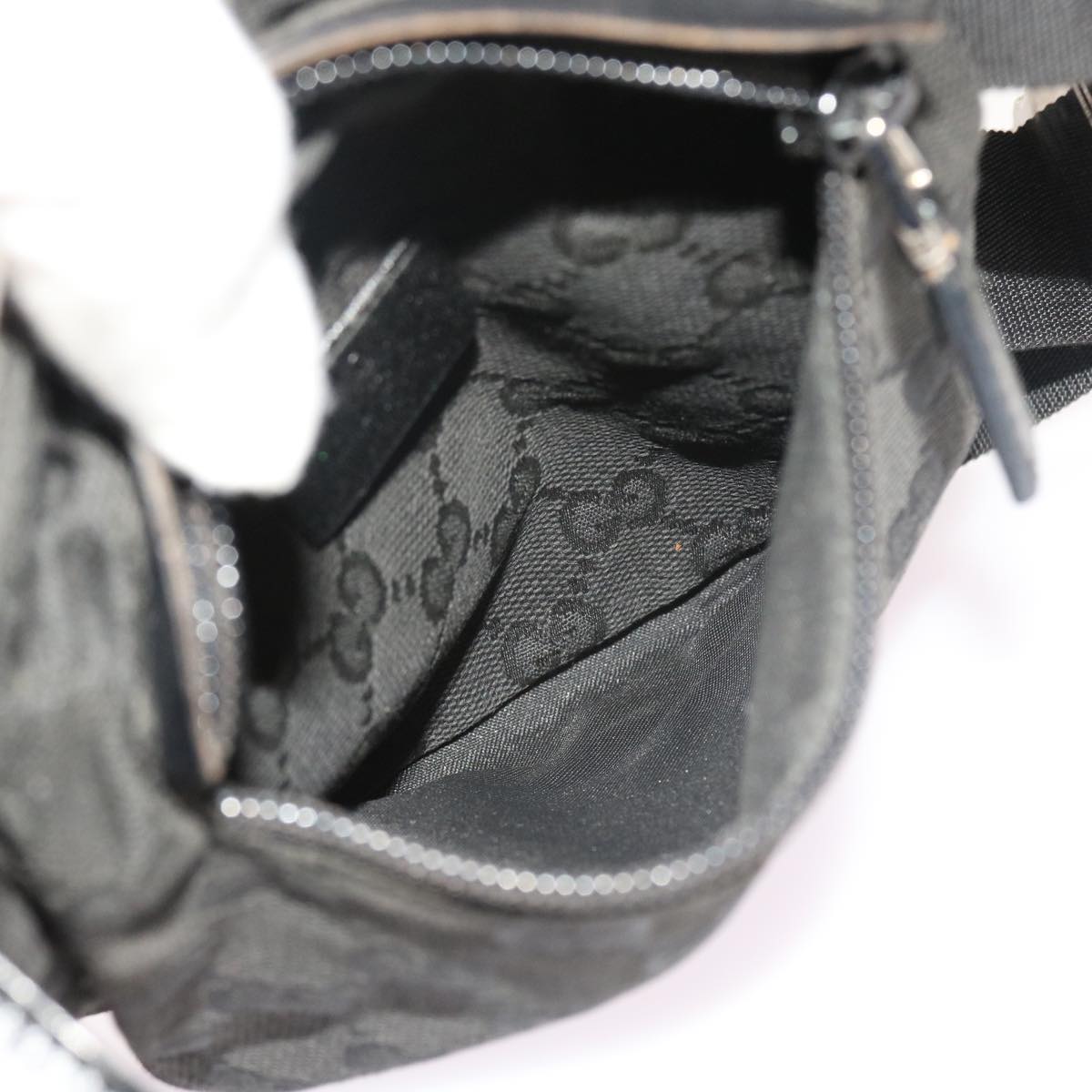 GUCCI GG Canvas Waist bag Leather Black 0181621 54701