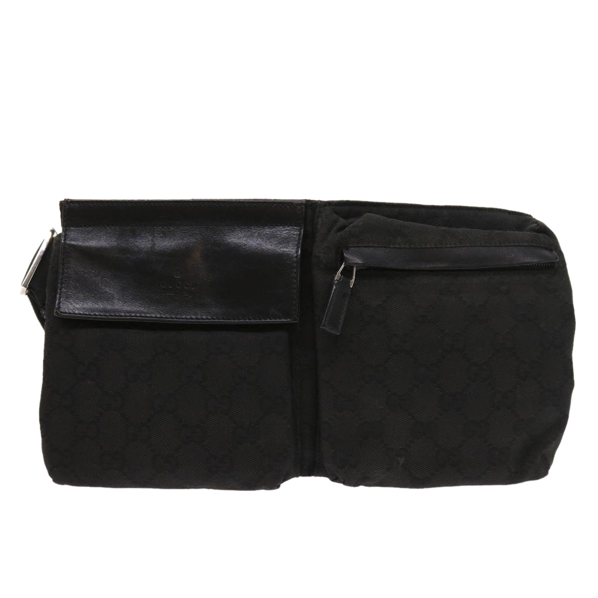 GUCCI GG Canvas Waist bag Leather Black 0181621 54701