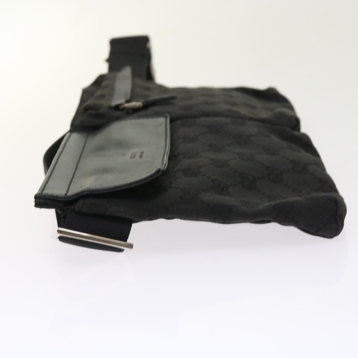 GUCCI GG Canvas Waist bag Leather Black 0181621 54701