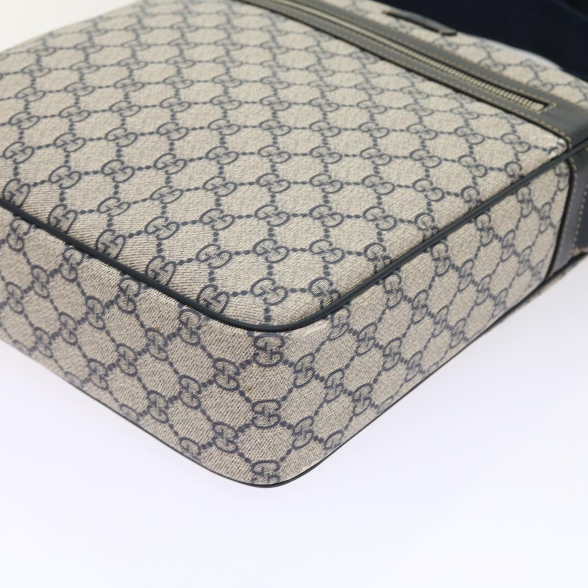 GUCCI GG Supreme Shoulder Bag PVC Leather Gray Navy 201448 54703