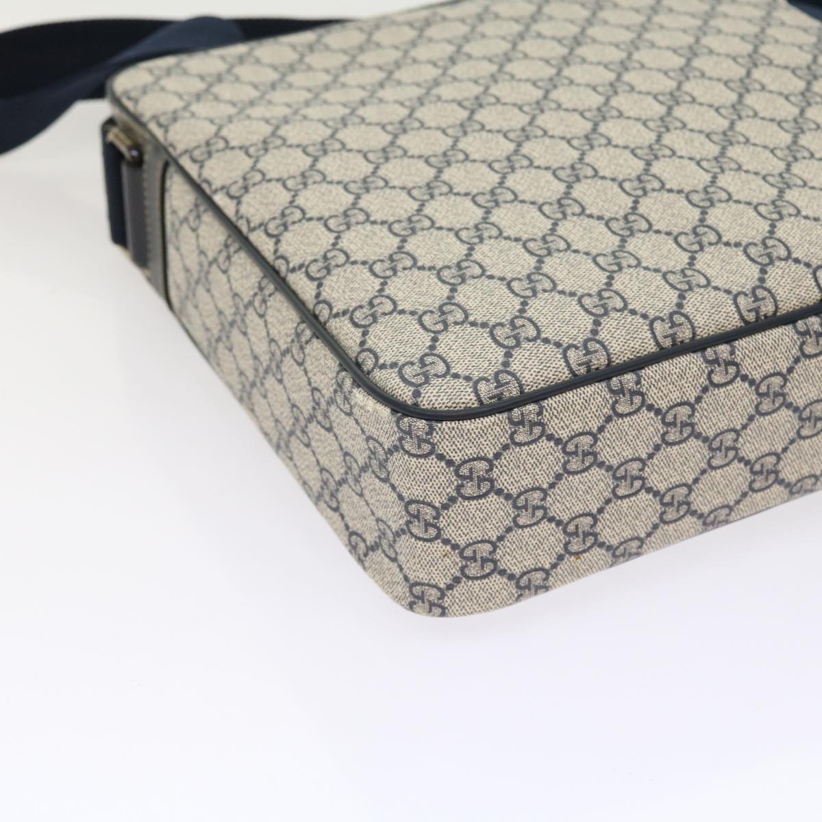 GUCCI GG Supreme Shoulder Bag PVC Leather Gray Navy 201448 54703