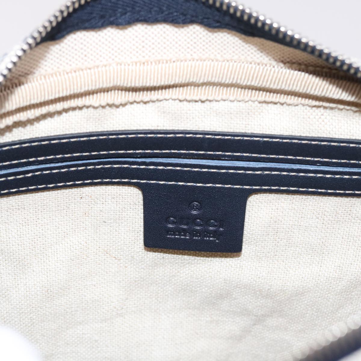 GUCCI GG Supreme Shoulder Bag PVC Leather Gray Navy 201448 54703