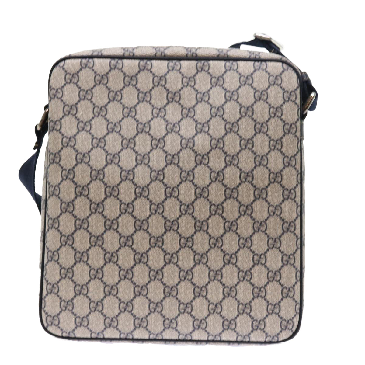 GUCCI GG Supreme Shoulder Bag PVC Leather Gray Navy 201448 54703