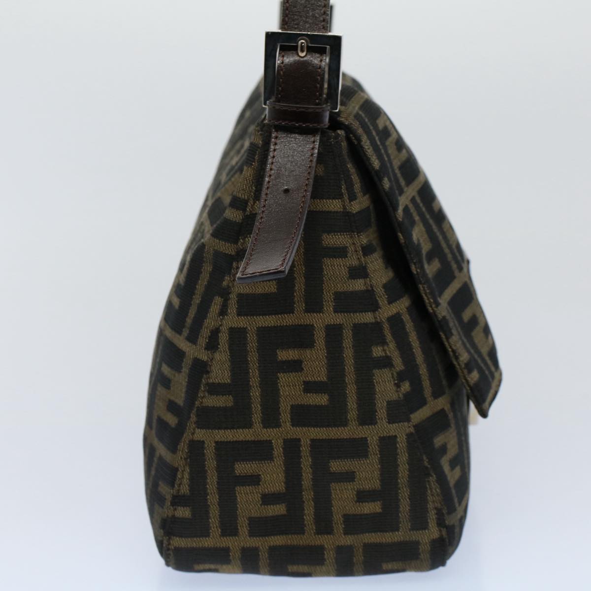 FENDI Zucca Canvas Mamma Baguette Shoulder Bag Black Brown 54707