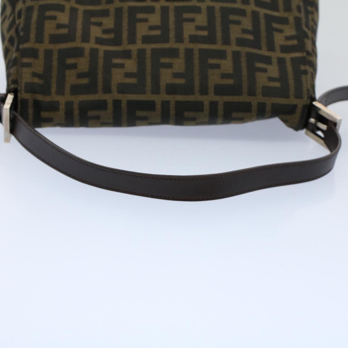 FENDI Zucca Canvas Mamma Baguette Shoulder Bag Black Brown 54707