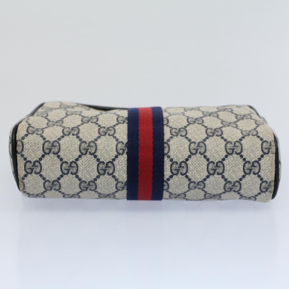 GUCCI GG Canvas Sherry Line Clutch Bag Gray Red Navy 010 378 54723