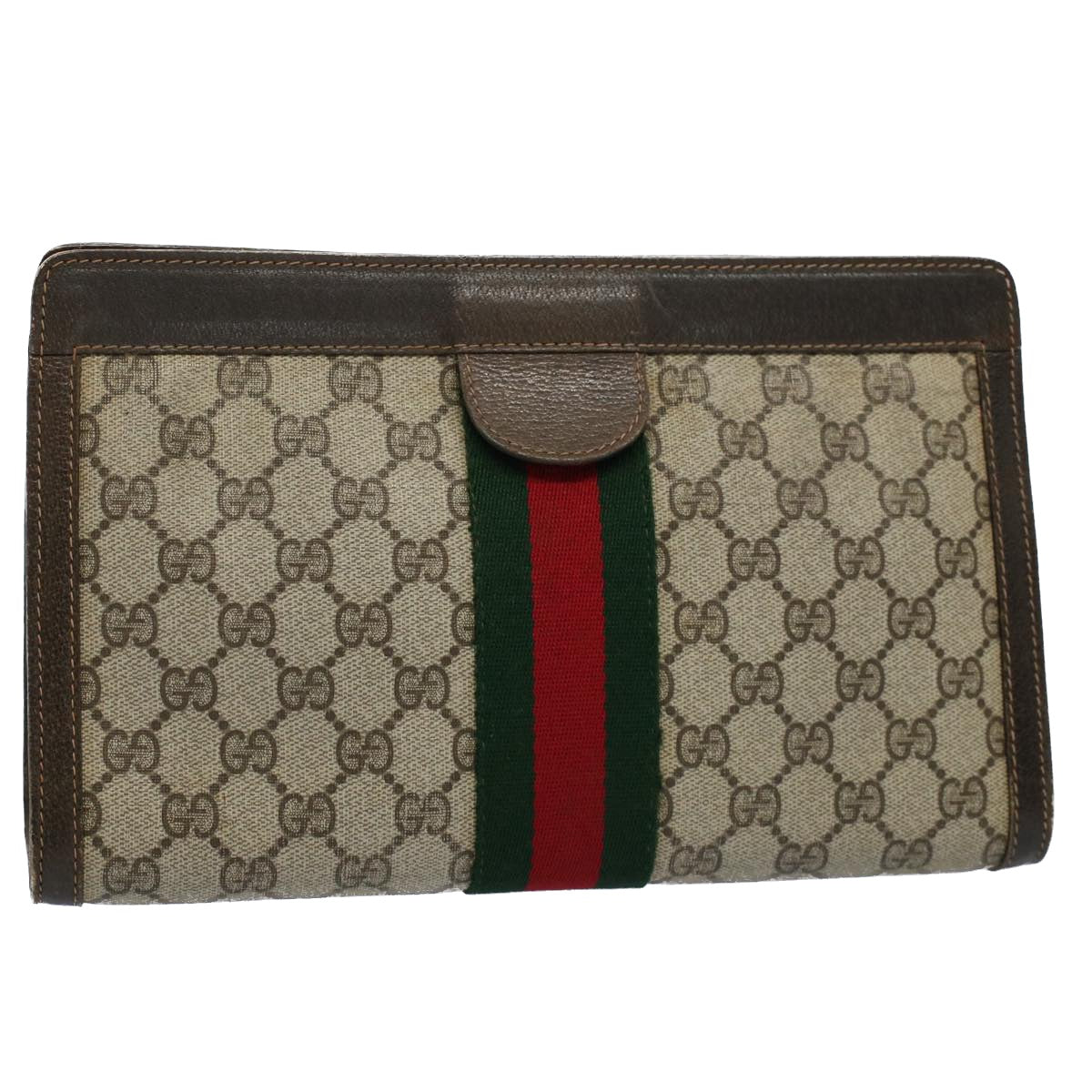 GUCCI GG Canvas Web Sherry Line Clutch Bag Beige Red 41 011 2125 28 54724