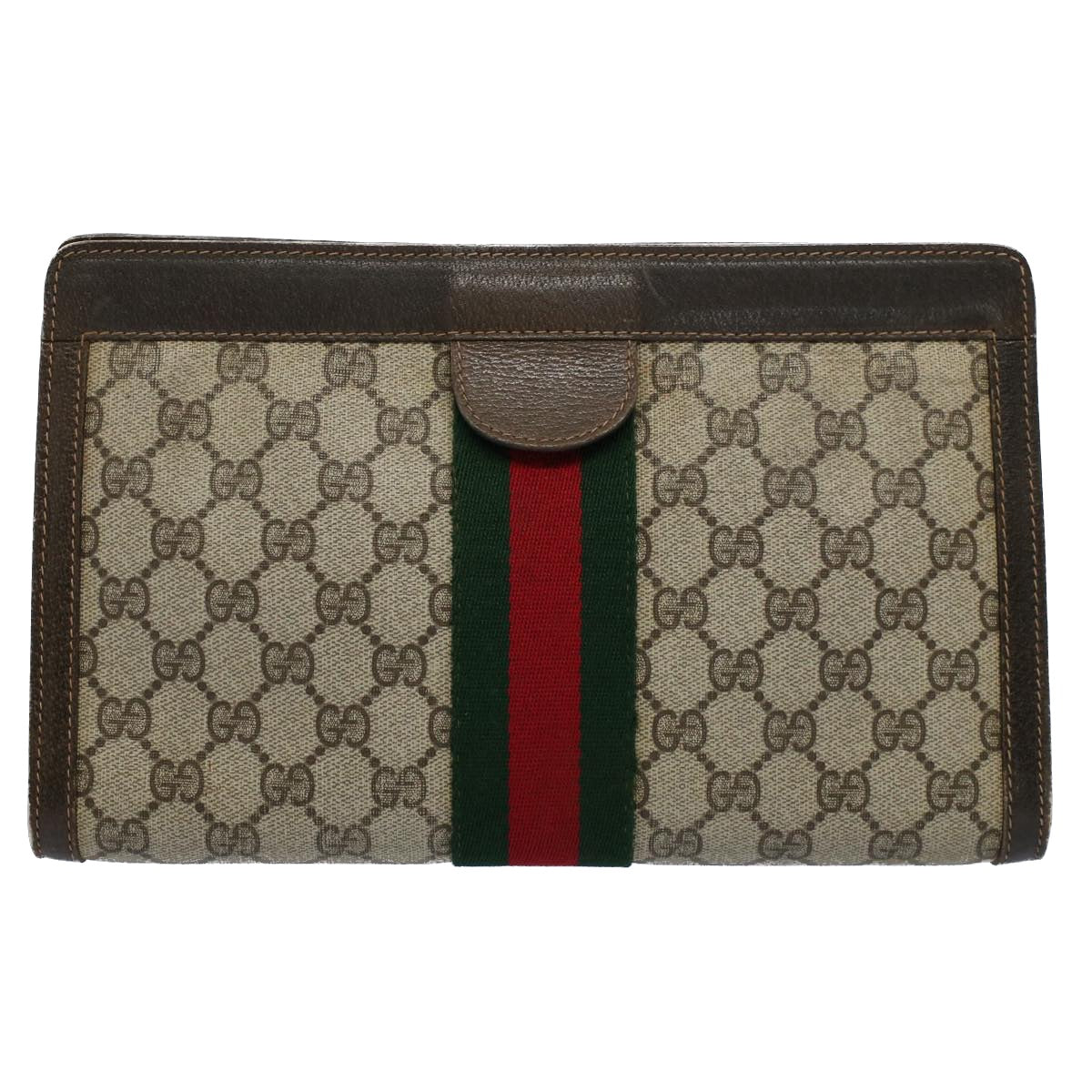 GUCCI GG Canvas Web Sherry Line Clutch Bag Beige Red 41 011 2125 28 54724