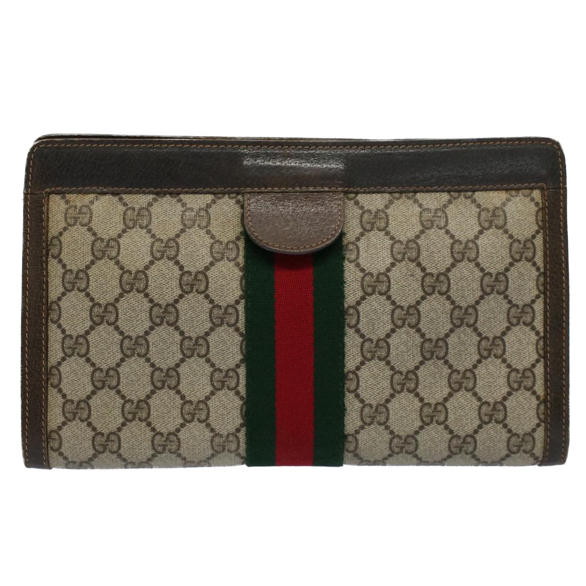 GUCCI GG Canvas Web Sherry Line Clutch Bag Beige Red 41 011 2125 28 54724