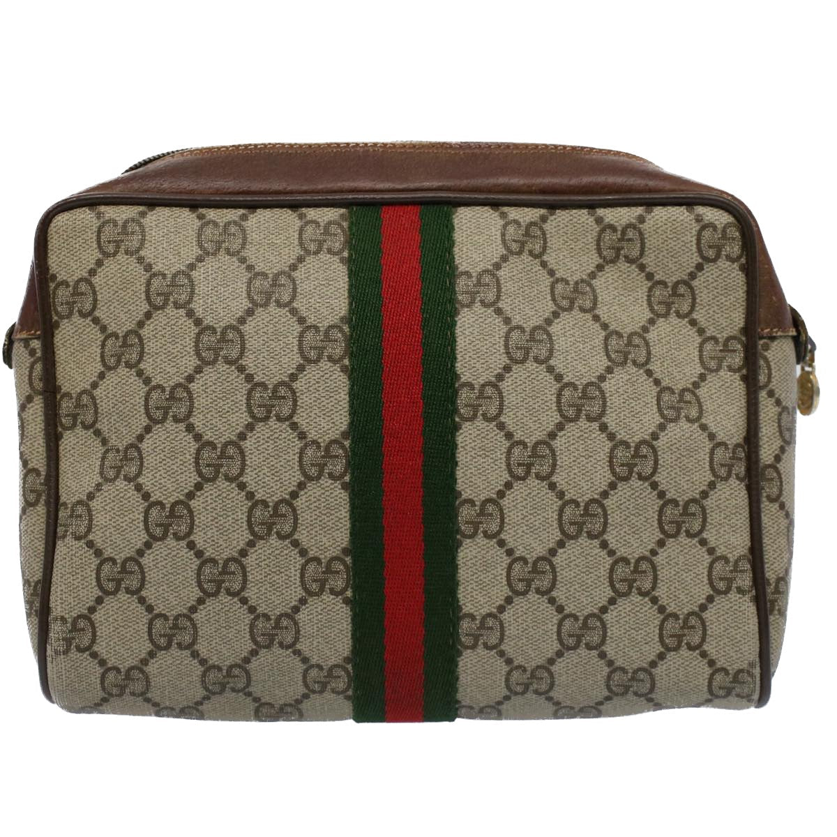 GUCCI GG Canvas Web Sherry Line Clutch Bag Beige Red Green 84 01 012 54726
