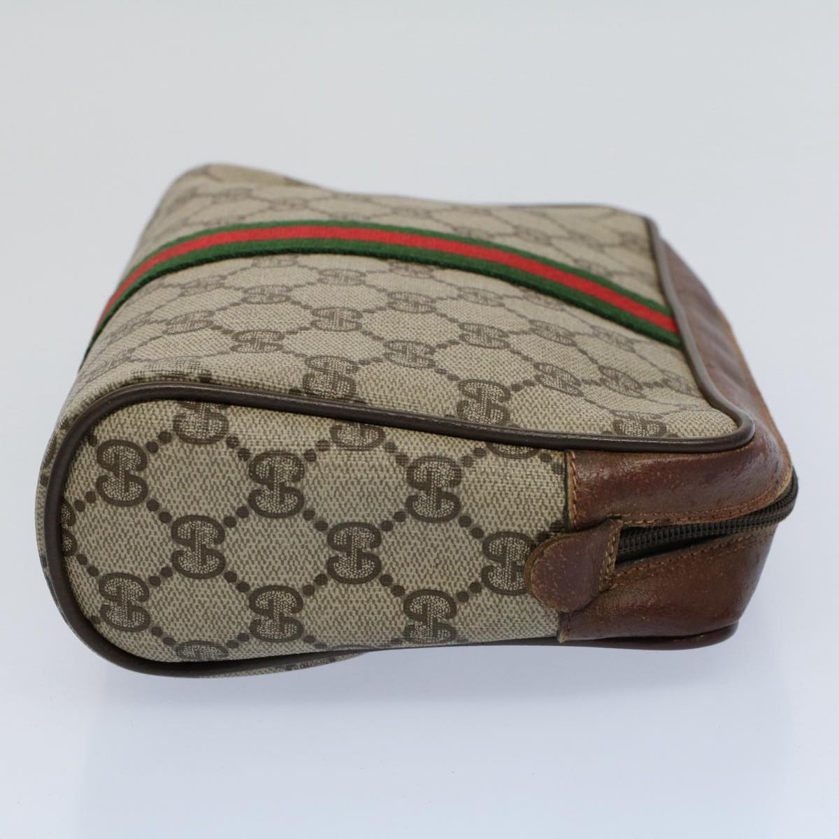 GUCCI GG Canvas Web Sherry Line Clutch Bag Beige Red Green 84 01 012 54726