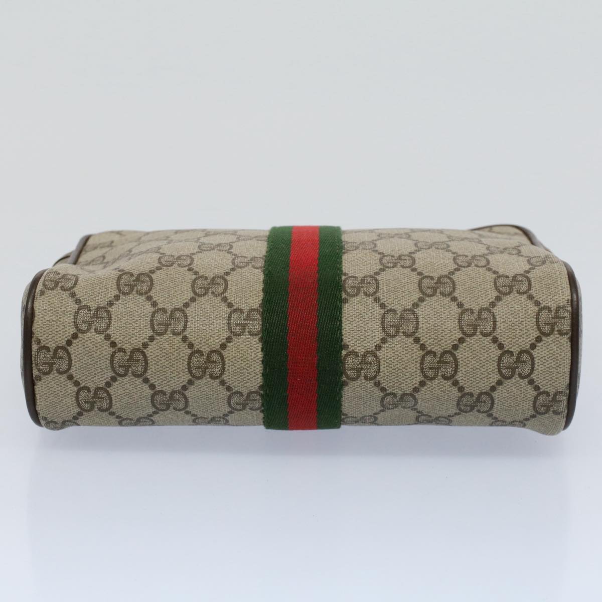 GUCCI GG Canvas Web Sherry Line Clutch Bag Beige Red Green 84 01 012 54726