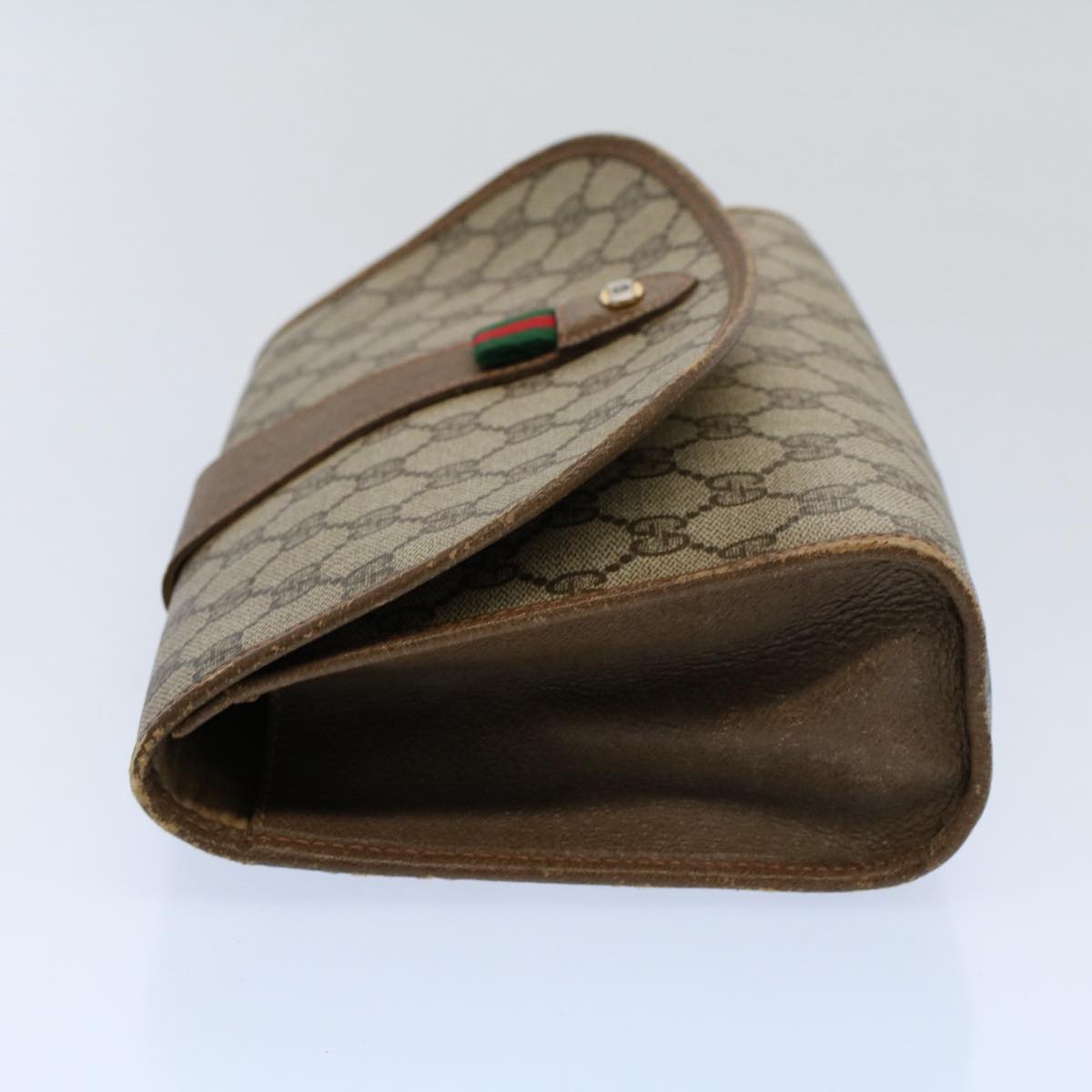 GUCCI GG Canvas Web Sherry Line Clutch Bag Beige Red Green 89 01 030 54732