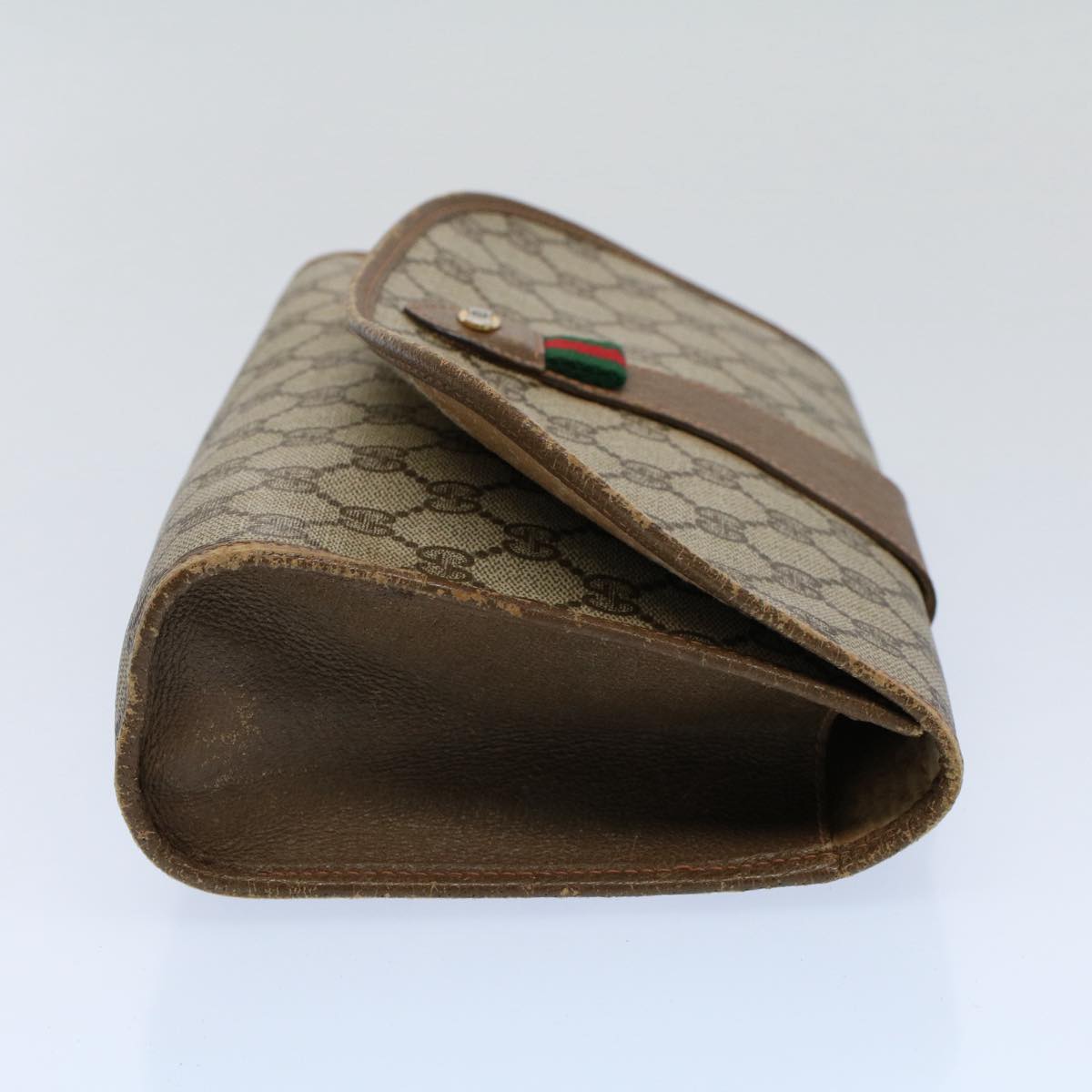 GUCCI GG Canvas Web Sherry Line Clutch Bag Beige Red Green 89 01 030 54732