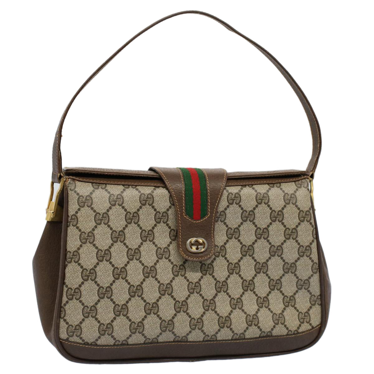 GUCCI GG Canvas Web Sherry Line Shoulder Bag Beige Red 116 02 076 54737