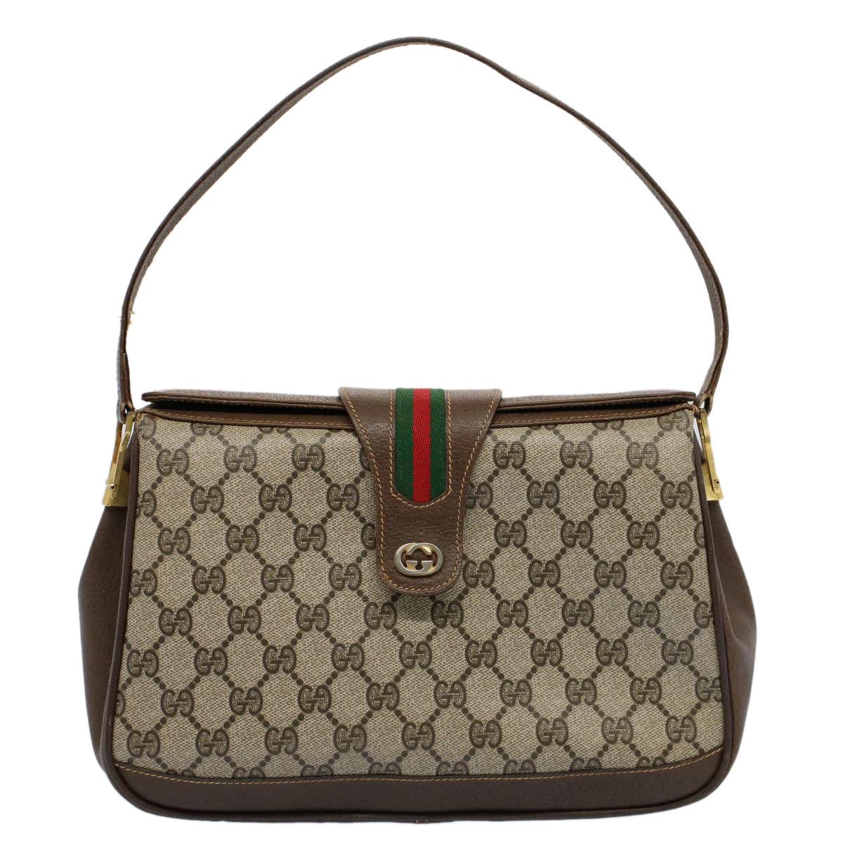 GUCCI GG Canvas Web Sherry Line Shoulder Bag Beige Red 116 02 076 54737