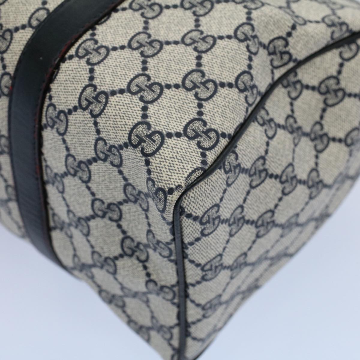 GUCCI GG Canvas Sherry Line Boston Bag Gray Red Navy 010 378 54741