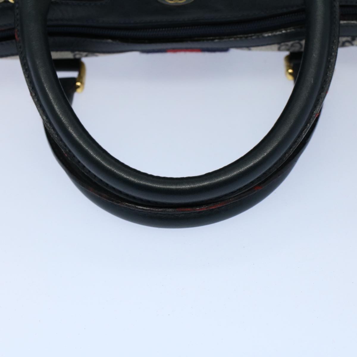 GUCCI GG Canvas Sherry Line Boston Bag Gray Red Navy 010 378 54741