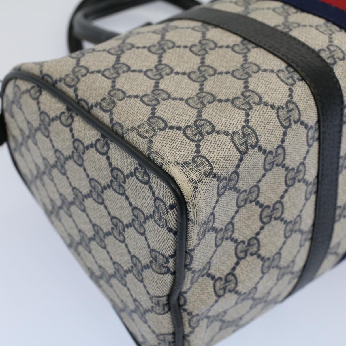 GUCCI GG Canvas Sherry Line Boston Bag Gray Red Navy 012 3842 58 54742