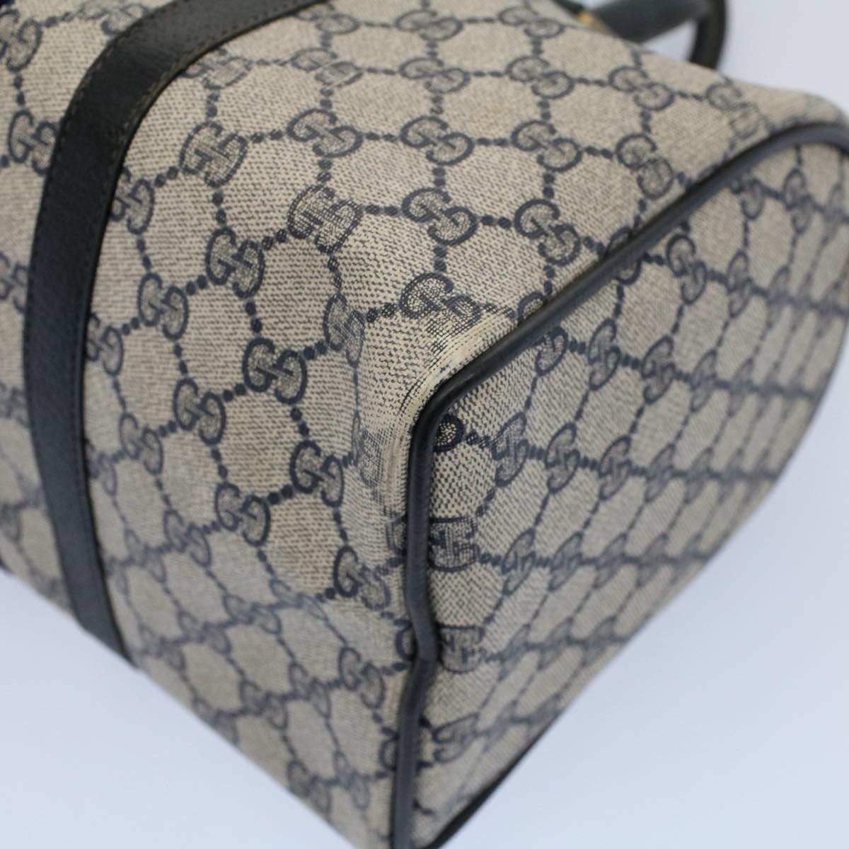 GUCCI GG Canvas Sherry Line Boston Bag Gray Red Navy 012 3842 58 54742