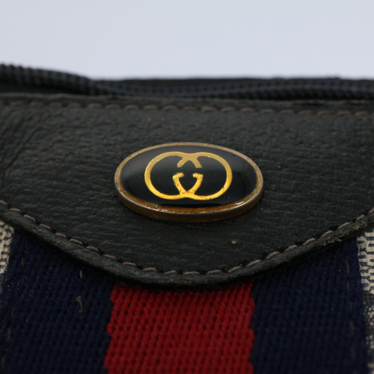 GUCCI GG Canvas Sherry Line Boston Bag Gray Red Navy 012 3842 58 54742