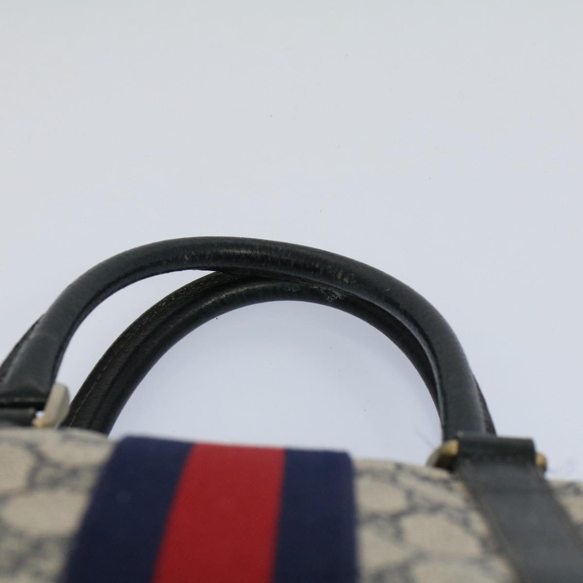 GUCCI GG Canvas Sherry Line Boston Bag Gray Red Navy 012 3842 58 54742