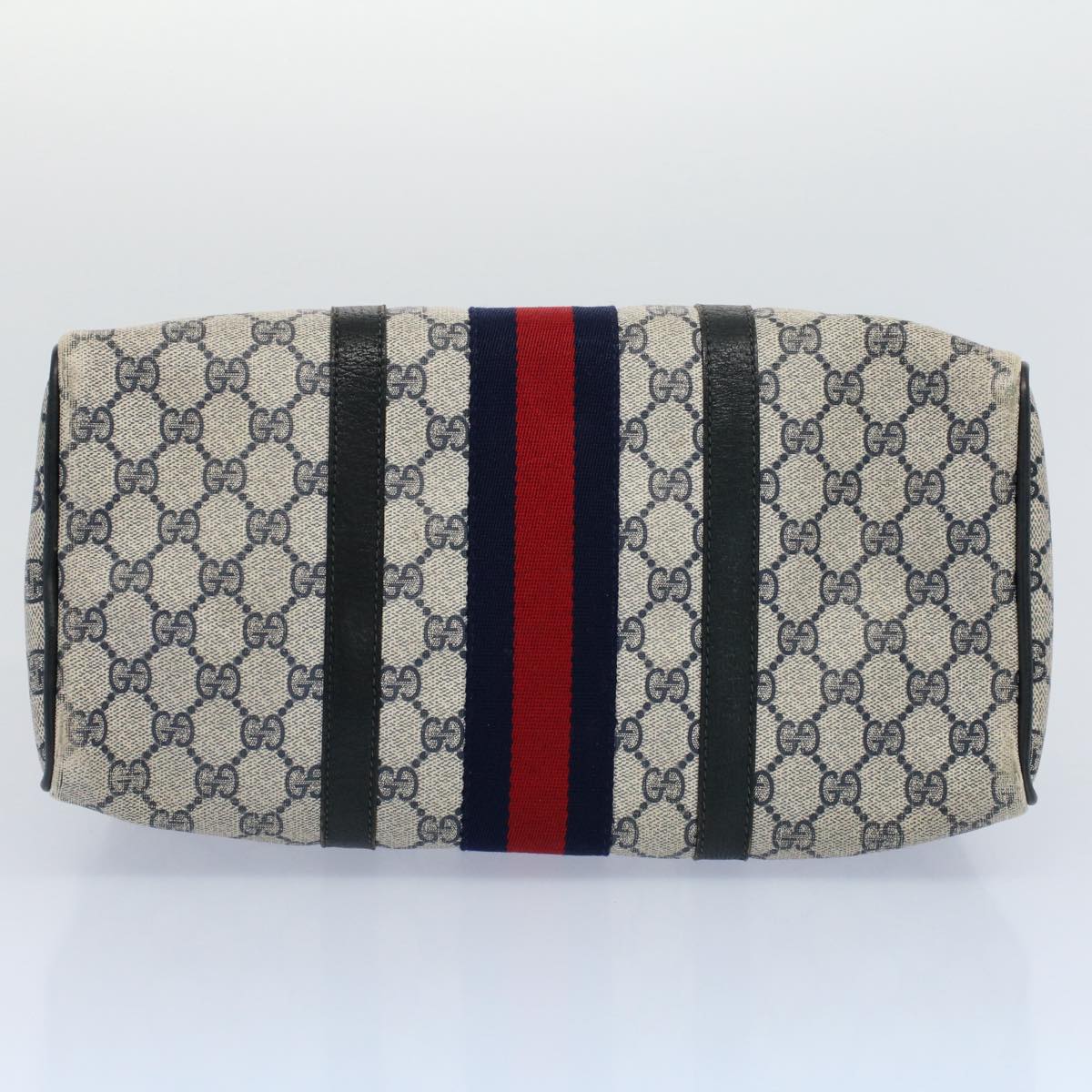 GUCCI GG Canvas Sherry Line Boston Bag Gray Red Navy 012 3842 58 54742