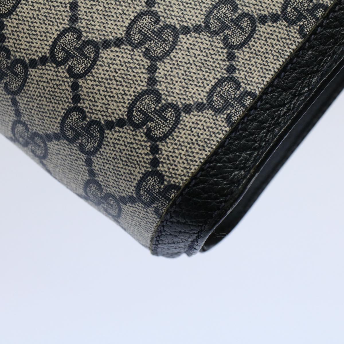 GUCCI GG Canvas Sherry Line Clutch Bag Gray Red Navy 89 01 006 54747