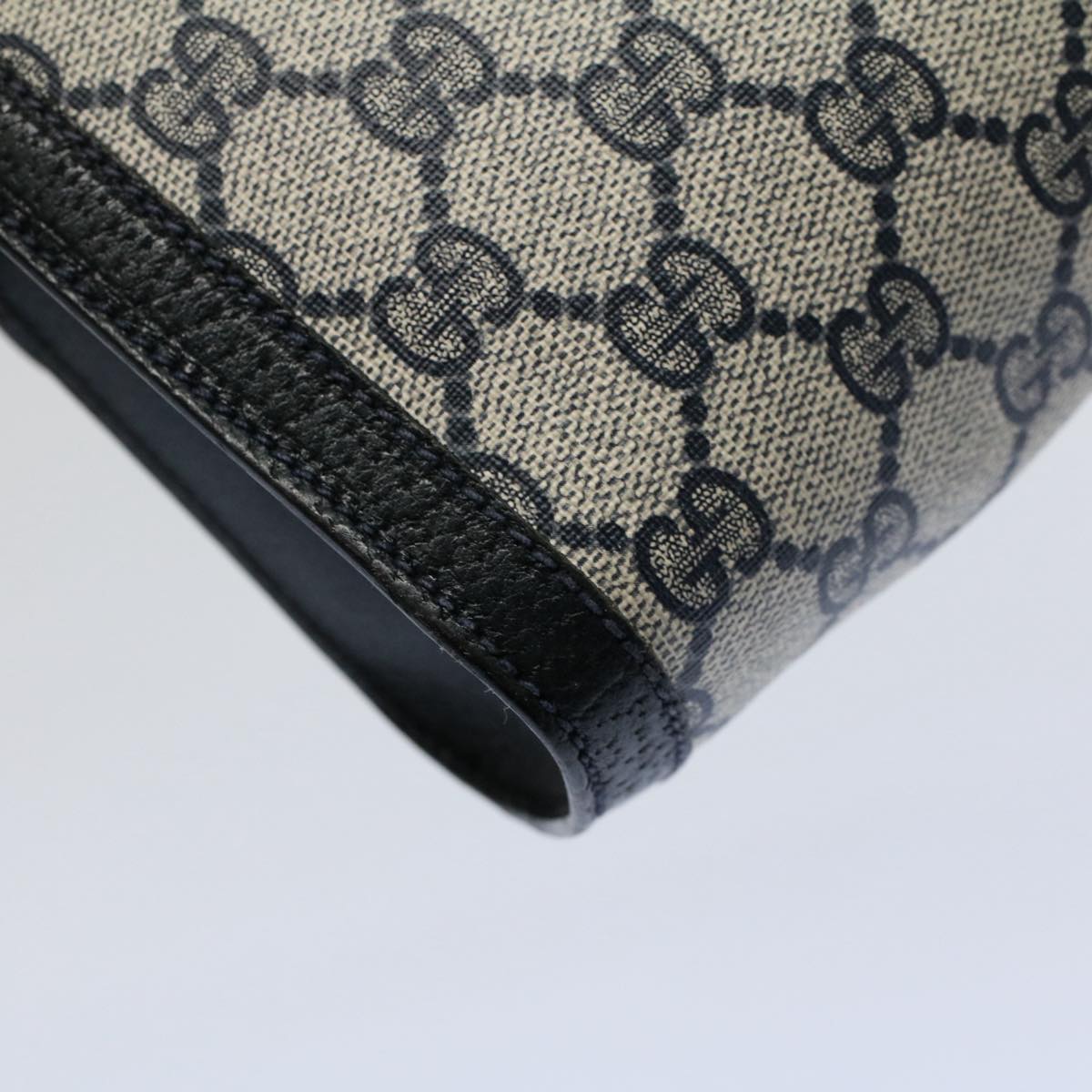 GUCCI GG Canvas Sherry Line Clutch Bag Gray Red Navy 89 01 006 54747