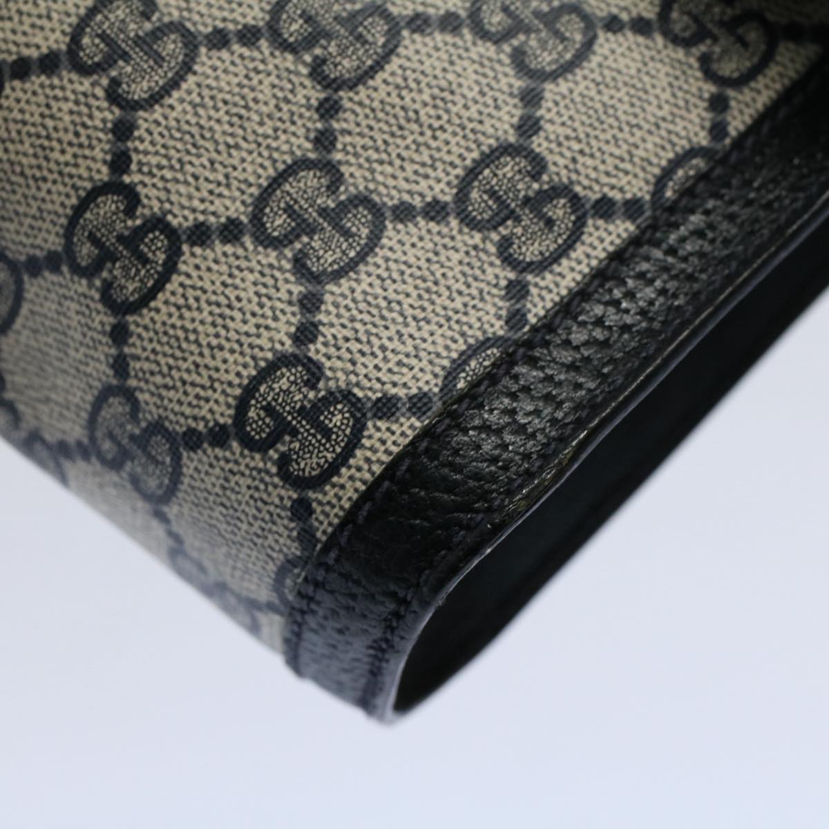 GUCCI GG Canvas Sherry Line Clutch Bag Gray Red Navy 89 01 006 54747