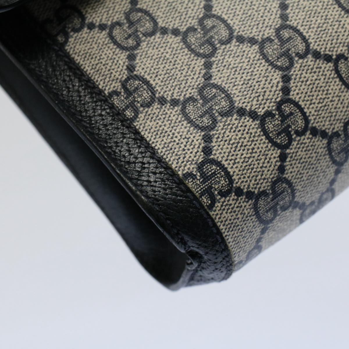 GUCCI GG Canvas Sherry Line Clutch Bag Gray Red Navy 89 01 006 54747