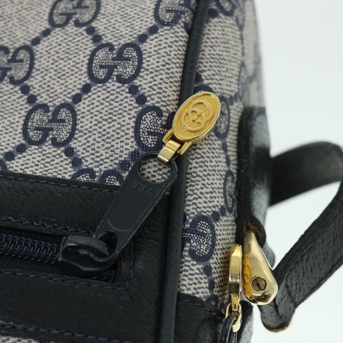 GUCCI GG Canvas Sherry Line Shoulder Bag PVC Leather Gray Red Navy 54775