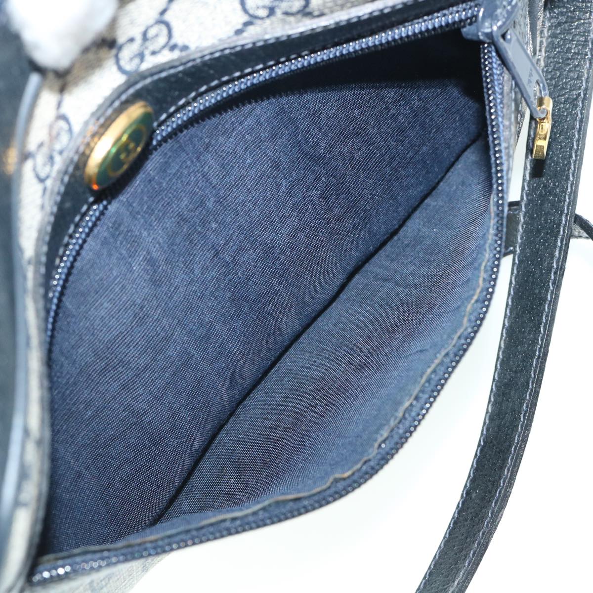 GUCCI GG Canvas Sherry Line Shoulder Bag PVC Leather Gray Red Navy 54775
