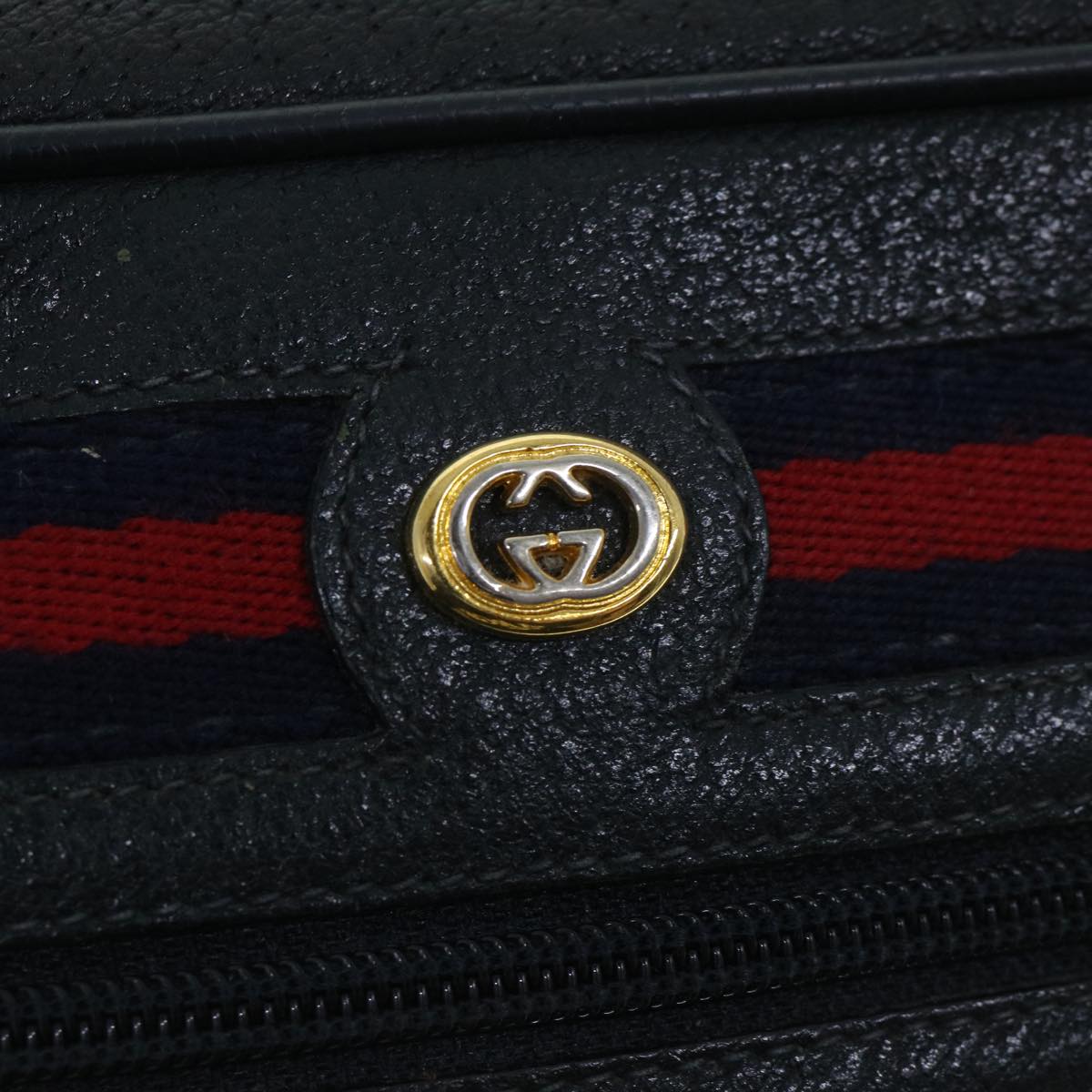 GUCCI GG Canvas Sherry Line Shoulder Bag Gray Red Navy 119.02.087 54792