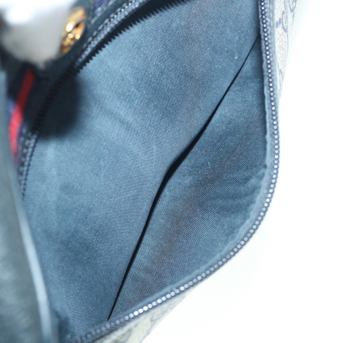 GUCCI GG Canvas Sherry Line Shoulder Bag Gray Red Navy 119.02.087 54792