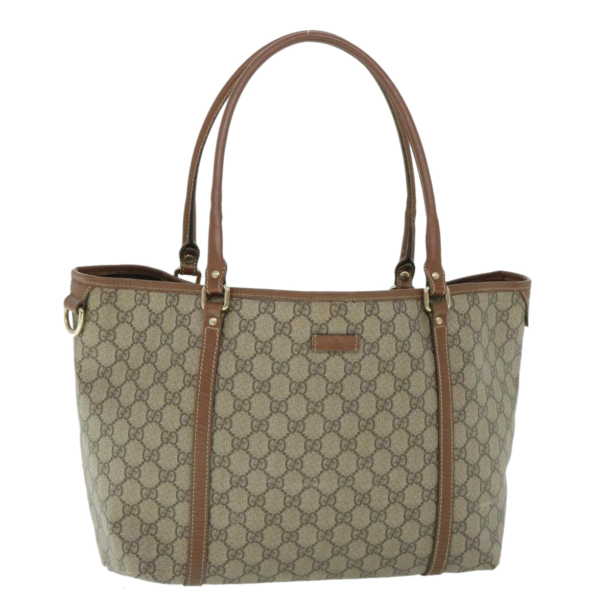 GUCCI GG Canvas Tote Bag PVC Leather Beige 197953 54795