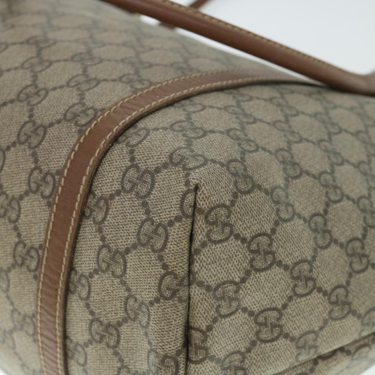 GUCCI GG Canvas Tote Bag PVC Leather Beige 197953 54795