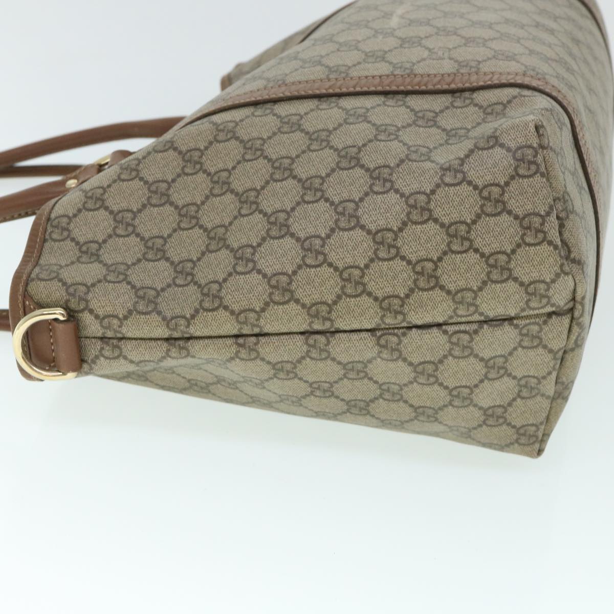 GUCCI GG Canvas Tote Bag PVC Leather Beige 197953 54795