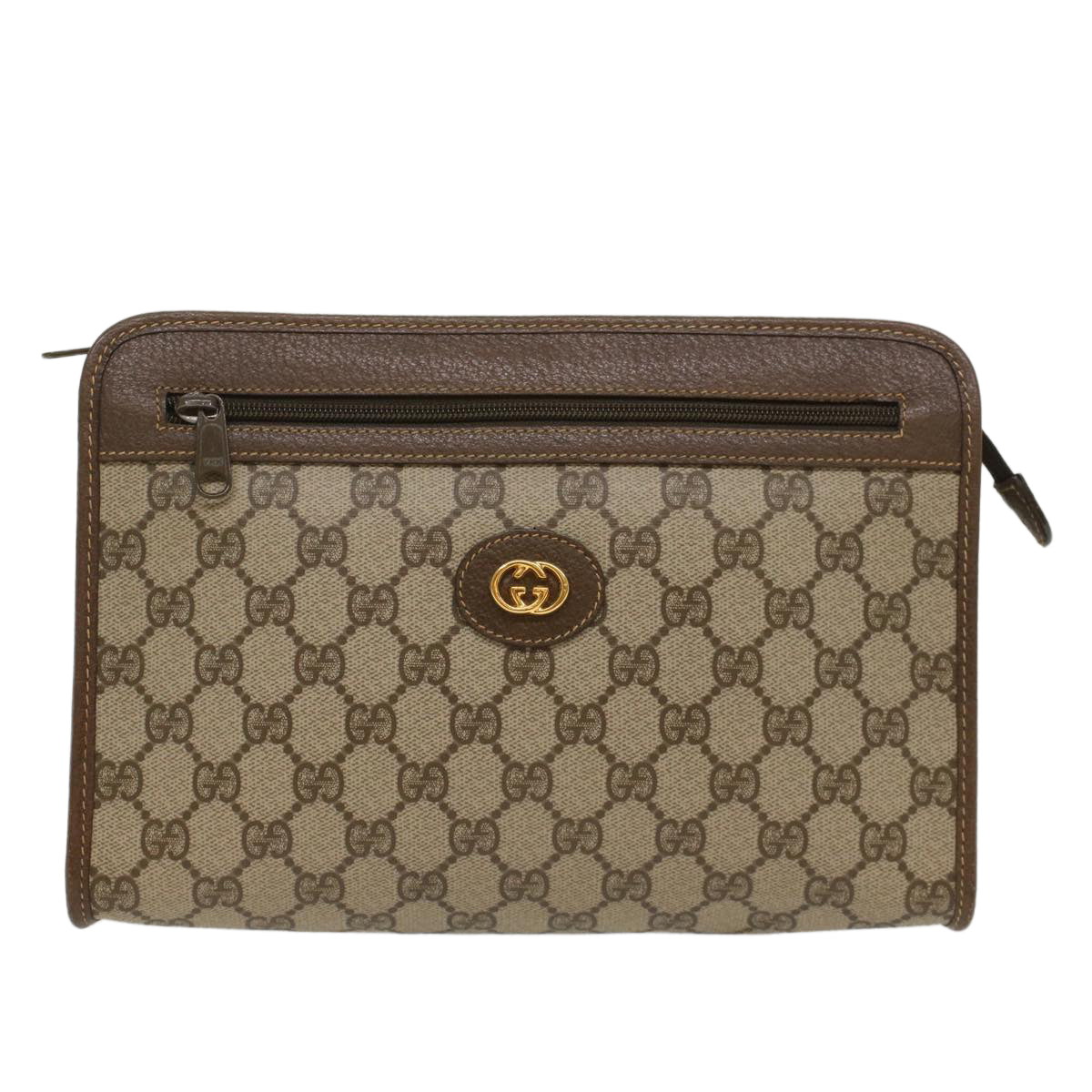 GUCCI GG Canvas Clutch Bag PVC Leather Beige 014 115 54802
