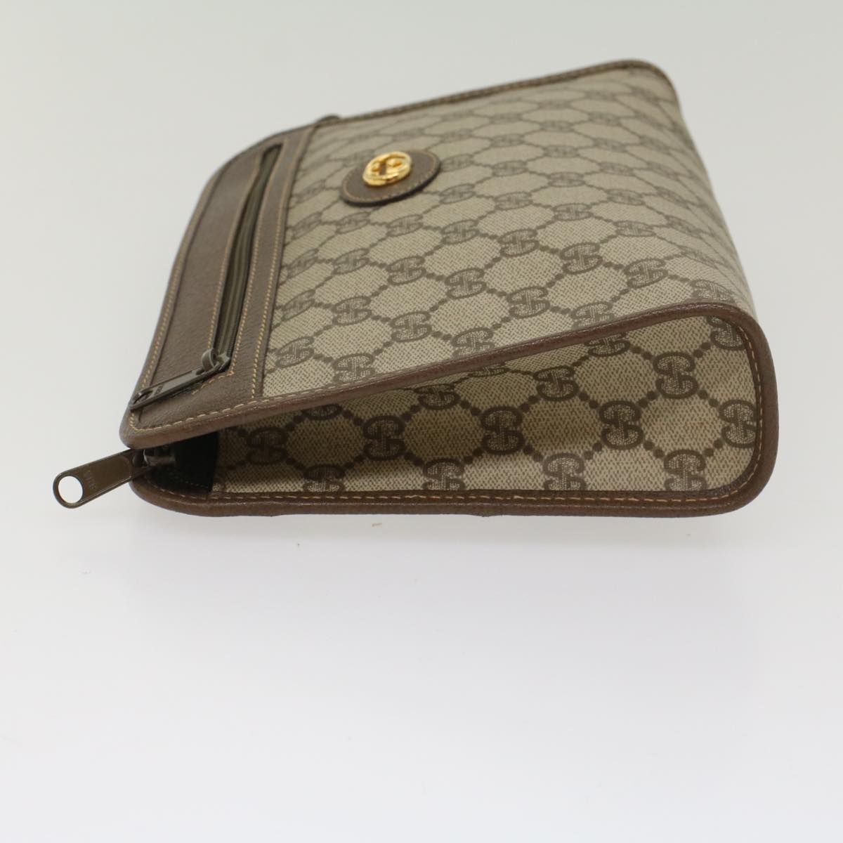 GUCCI GG Canvas Clutch Bag PVC Leather Beige 014 115 54802