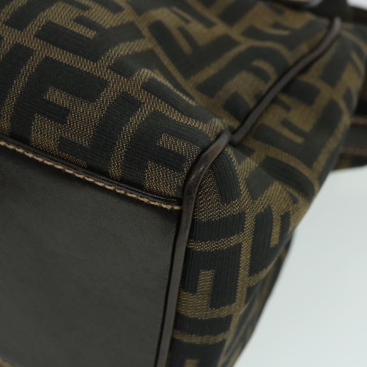 FENDI Zucca Canvas Hand Bag Black Brown 54803