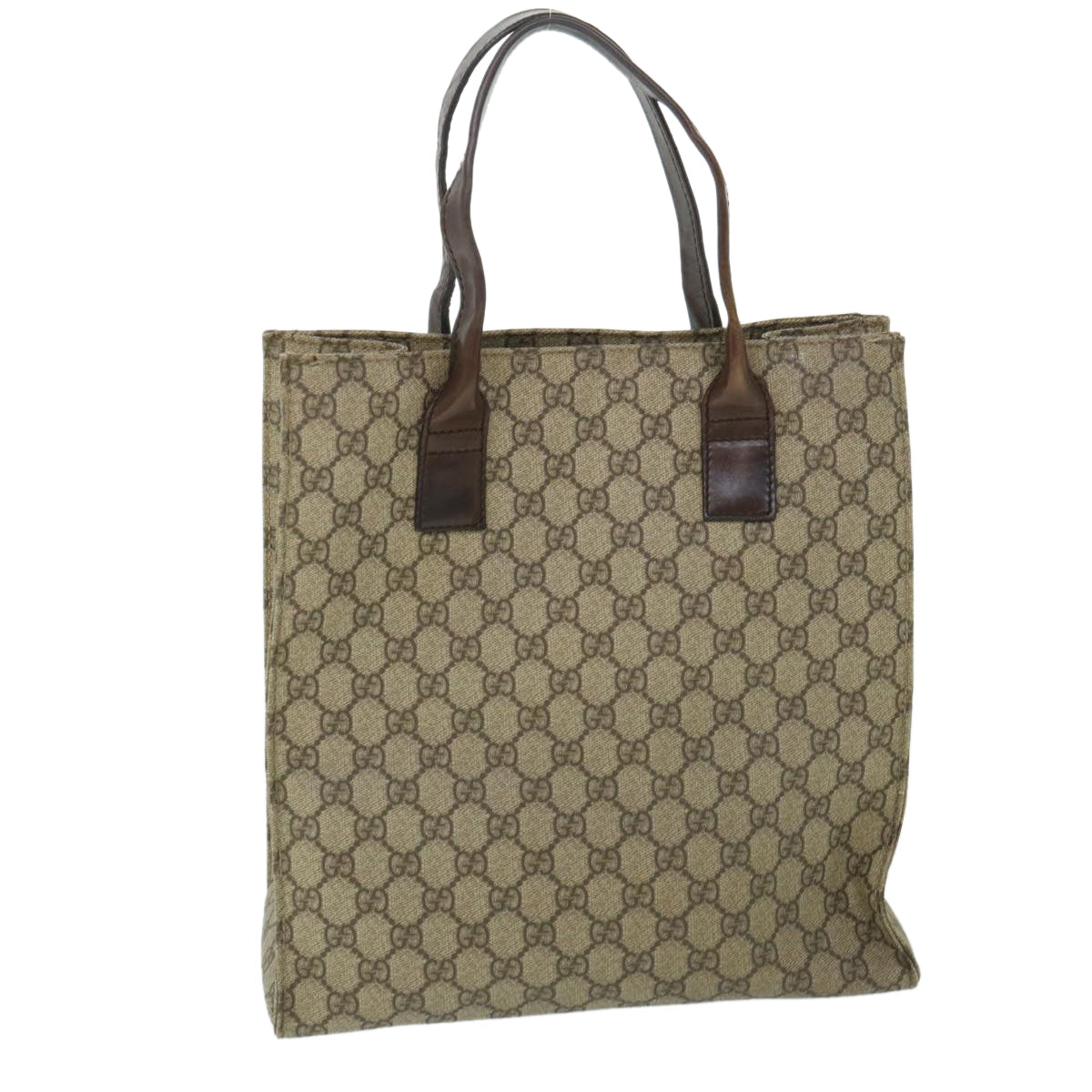 GUCCI GG Canvas Tote Bag PVC Leather Beige 91249 54809