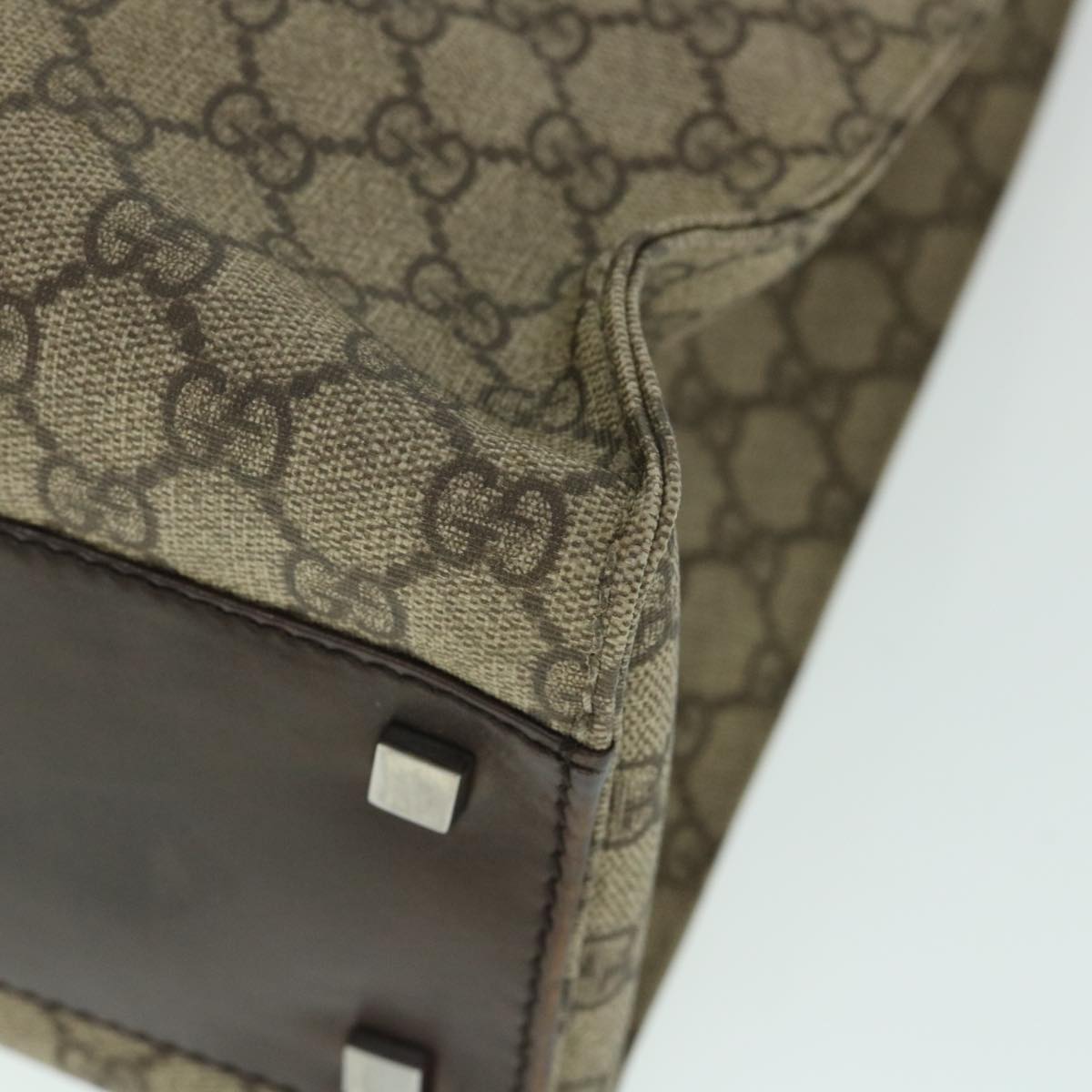 GUCCI GG Canvas Tote Bag PVC Leather Beige 91249 54809