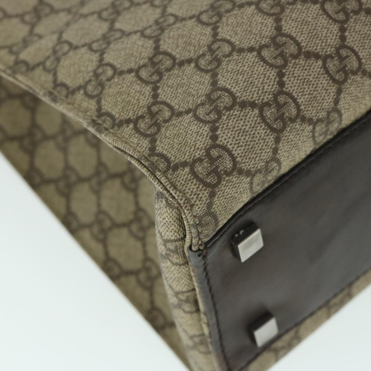 GUCCI GG Canvas Tote Bag PVC Leather Beige 91249 54809