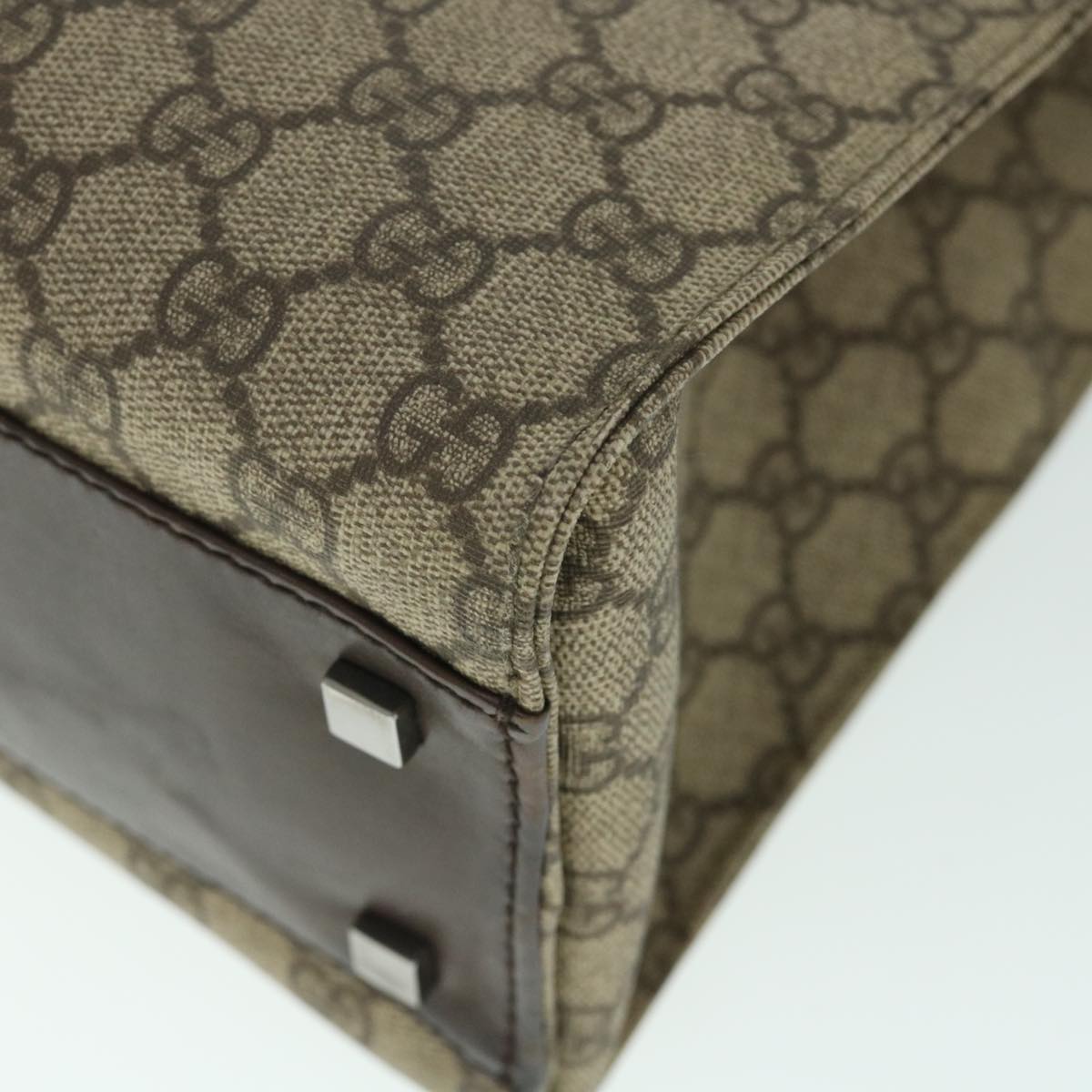 GUCCI GG Canvas Tote Bag PVC Leather Beige 91249 54809