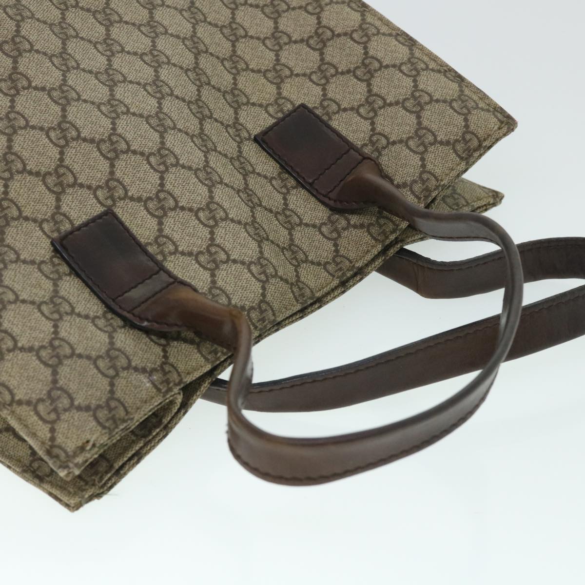 GUCCI GG Canvas Tote Bag PVC Leather Beige 91249 54809