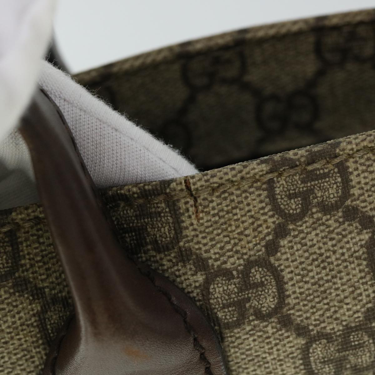 GUCCI GG Canvas Tote Bag PVC Leather Beige 91249 54809