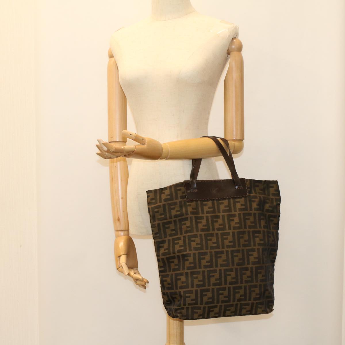 FENDI Zucca Canvas Hand Bag Brown 54812